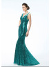 Mermaid Sequin V Back Long Evening Dress